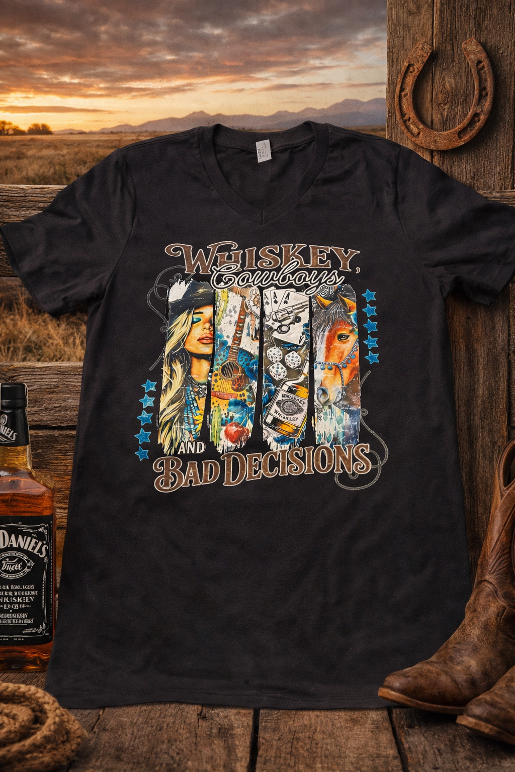 Whiskey, Cowboys & Bad Decisions Graphic Tee