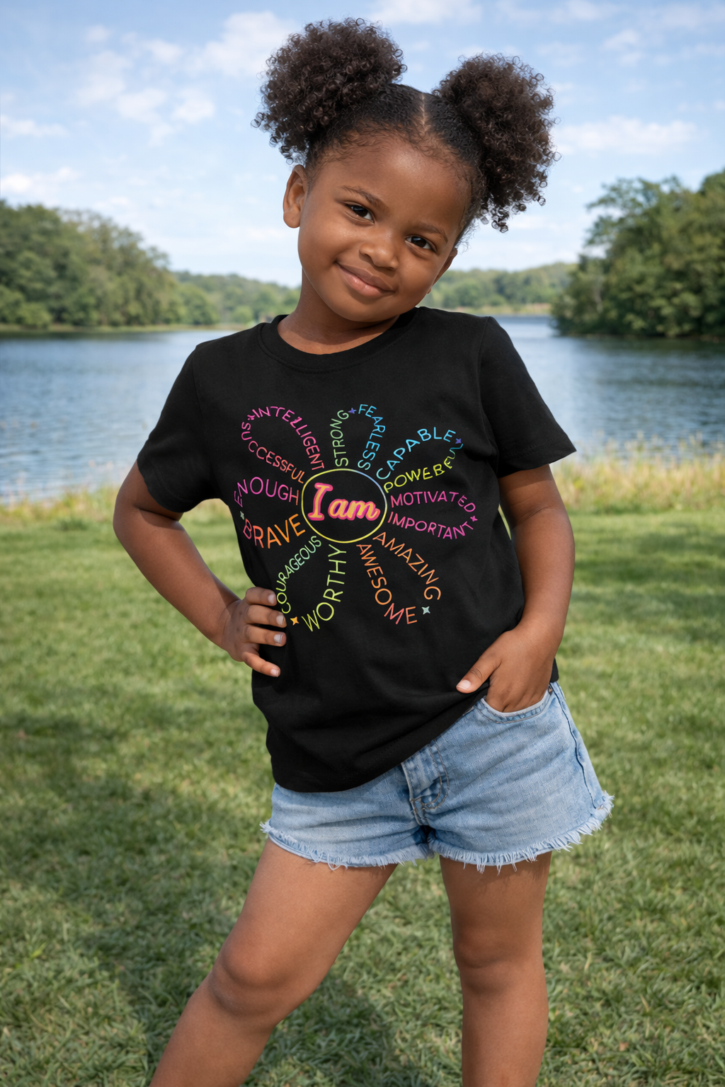 “I Am Brave, Worthy, Enough” Affirmation Graphic T-Shirt – Inspirational Tee for Girls