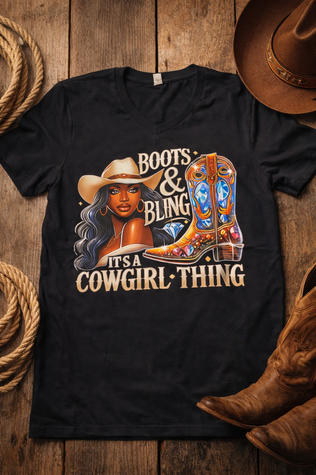 Boots & Bling Cowgirl Graphic Tee
