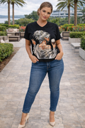 Women’s “Just Breathe” Graphic T-Shirt – Stylish Black Relaxation Tee